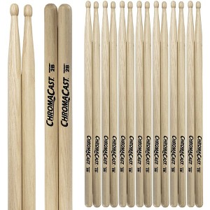 ChromaCast 2B USA Made Hickory Drumsticks Pair - Wood Tipped - Drum Sticks Tour Tested by Pro Drummers - Real American Hickory Wood - 1 of 4
