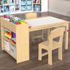 Infurnic Kids Table Sets, 3-in-1 Children Activity Table with Storage Drawer and Blackboard for Crafts, Arts, Reading, Multicolored, 44"*21.2"*25.6" - 2 of 4