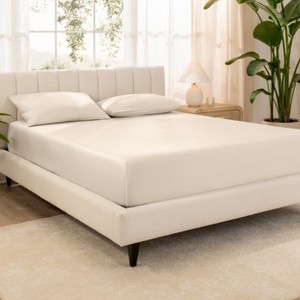 400 Thread Count Organic Cotton Sateen Fitted Sheet by Bare Home - 1 of 4