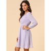 Allegra K Women's Swiss Dots Elastic Waist 3/4 Sleeve A-line Solid Flowy Chiffon Dress - 4 of 4