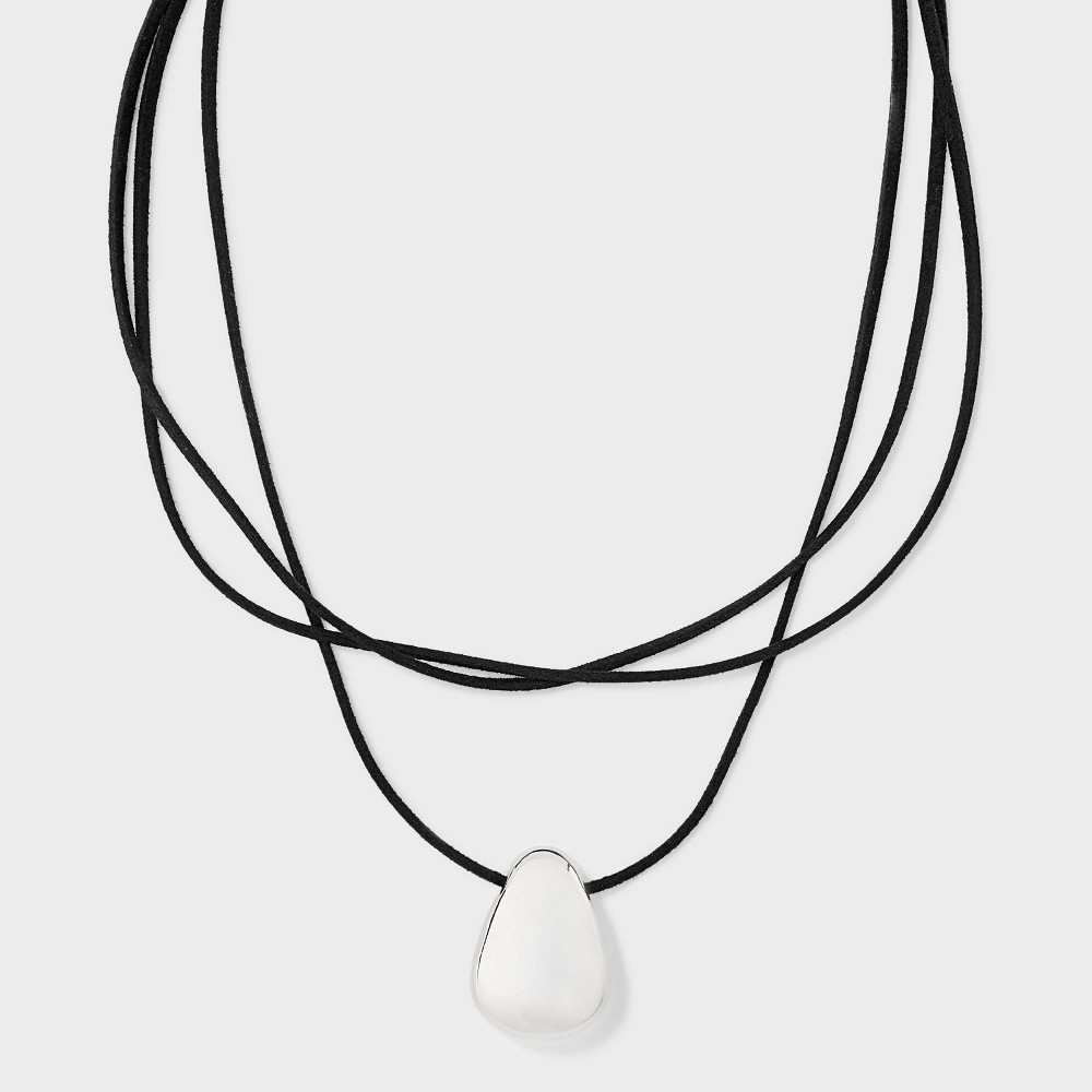 Corded Slider Pebble Layer Necklace - Universal Thread™ Silver