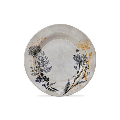 tagltd 9"x9" Let It Bee Flower and Vine Bamboo Melamine Dinnerware Salad Plate Dishwasher Safe Indoor Outdoor Multicolored