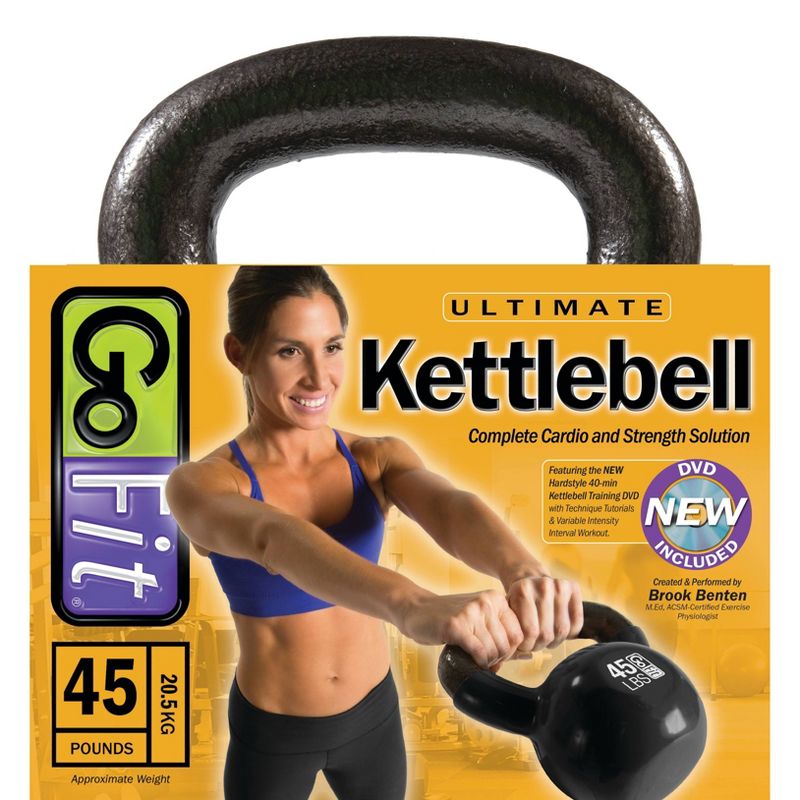 GoFit Classic PVC Kettlebell with DVD and Training Manual - Black 45lbs, 4 of 7