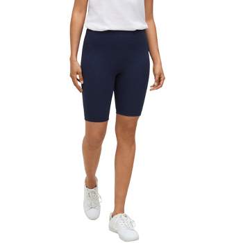 ellos Women's Plus Size Stretch Knit Bike Shorts, 30/32 - Navy