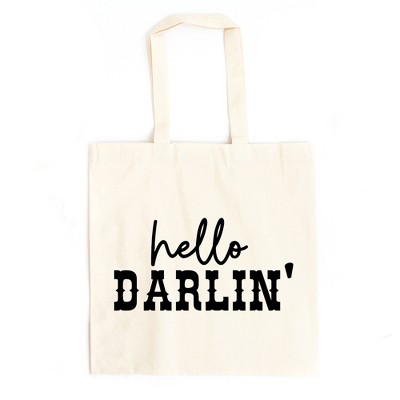 City Creek Prints Hello Darlin' Canvas Tote Bag - 15x16 - Natural