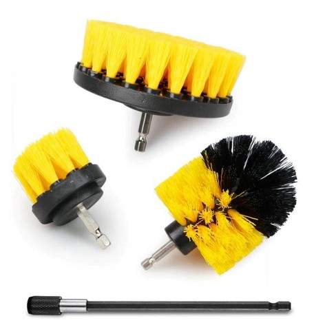 MPM 4 Piece Drill Brush Cleaning Attachments Set All Purpose Scrubber with  Extend Long Attachment for Grout Tiles Sinks Toilet Kitchen Tub Car