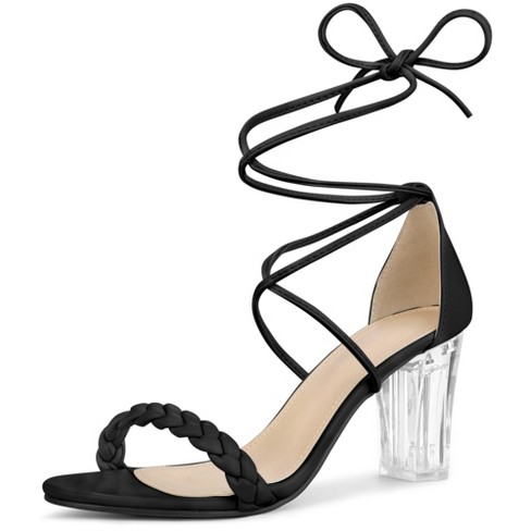 Black block heels with best sale clear strap