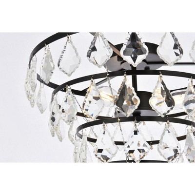 Ella 16" Black Iron and Crystal Flush Mount Light