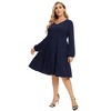 plus Size V-Neck Multi-Layered Ruffle Long Sleeve Dress - 3 of 4
