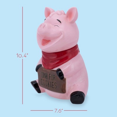 100 North Ceramic 10 inch Everyday Cookie & Candy Jar with Airtight Lid: Kitchen Canisters, Pet Treat Containers & Farmhouse Storage, Pig Sign Oink — фото 2