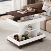 JUJABU Modern Multifunctional Adjustable Sofa End Table with Wheels, Lift-Top, 360°Rotating Top and Storage Space for Living Room - 3 of 4