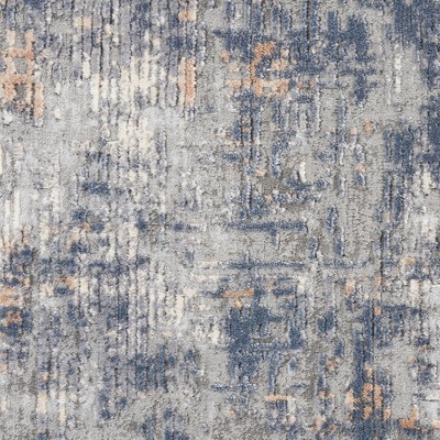 Rustic Grey and Beige Abstract Synthetic Area Rug 4' x 6'