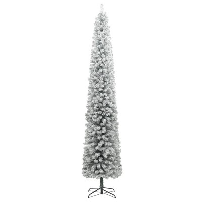 Slim 106.3" White PVC Outdoor Christmas Tree with Metal Stand