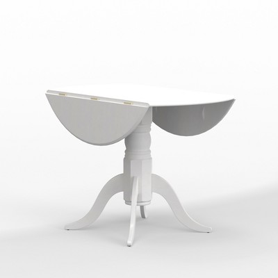 White Solid Wood Round Extendable Dining Table