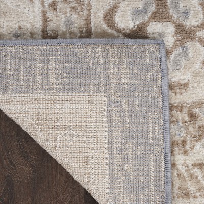 Ivory Blue Medallion Synthetic 4' x 6' Rectangular Rug