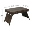 IHOMEADORE Brown Farmhouse Portable Folding Wicker Table - 3 of 4