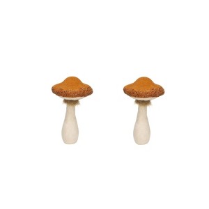 SEVOBAL Party Decorations and Accessories Set of 2 Mushroom Holiday Ornaments for Fall Festival Display, Beige Orange, 18.5"*16.1"*8.3" - 1 of 4