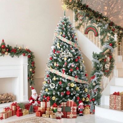 Christmas Tree with Lights, Prelit Artificial Christmas Tree with 659 Branch Tips, Easy to Assemble Holiday Decor for Home, Office, Party