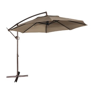 CLIHOME 11 ft. Outdoor Cantilever Umbrella 360-degree Rotation Patio Offset Umbrella with Cross Base - 1 of 4