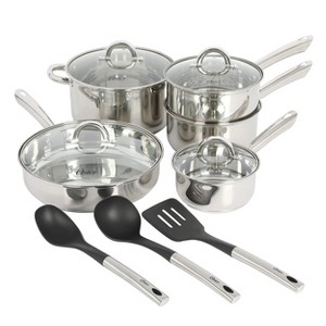 Oster Sangerfield 12 Piece Stainless Steel Aluminum Base Cookware Set - 1 of 4