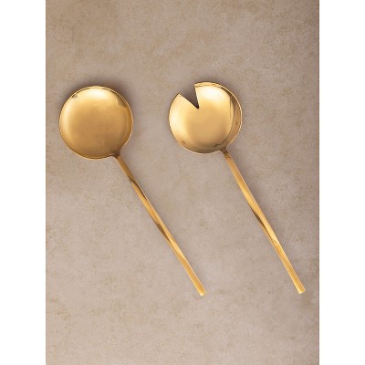 Gold Stainless Steel Spiral Handle Salad Servers, Set of 2