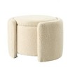 CAVINAS Round Storage Ottoman, Teddy-Wool Ottoman Bench, Upholstered Ottoman Foot Rest, Bedroom Footstool - 3 of 4