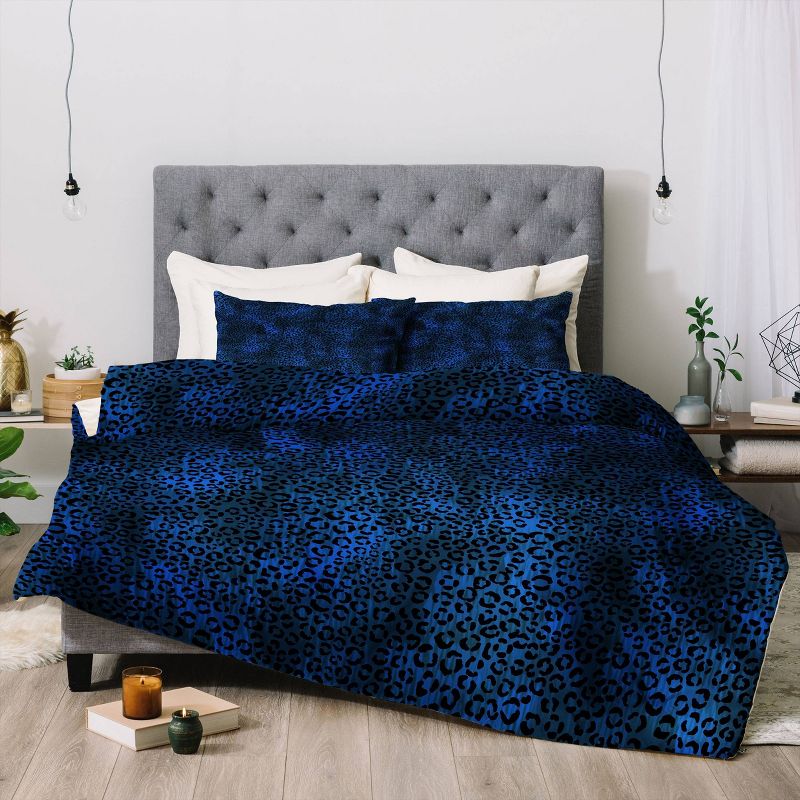 Schatzi Brown Leopard Comforter Set Blue , 3 of 8