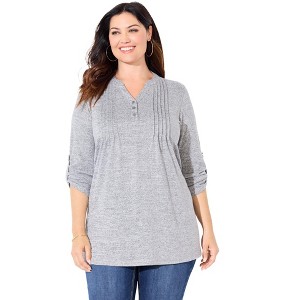 Catherines Impossibly Soft Half-Button Swing Top - 1 of 4