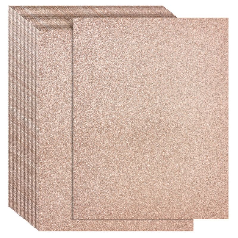Bright Creations 24 Sheets Rose Gold Glitter Cardstock Paper for Scrapbooking, Wedding Invitations, Cake Toppers, 280gsm, 8.5 x 11 In, 1 of 9