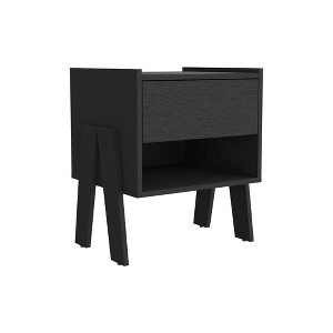 NicBex 18.8 inch Wide Nightstand with 1 Drawer,Wood Side Table with Metal Rails and Open Shelf,Modern Bedside Table for Bedroom,Living Room,Gray/Black - 1 of 4