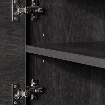 Gray Oak and Faux Carrara Marble TV Stand with Storage Cabinets