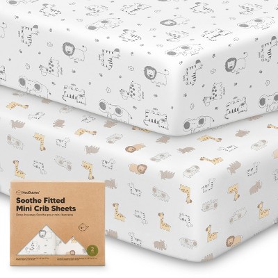 Image of KeaBabies Mini Crib Sheets for Baby Girls, Boys, 2-Pack Soothe Pack and Play Sheets Fitted, Organic Pack N Play Mattress Sheet (KeaSafari)