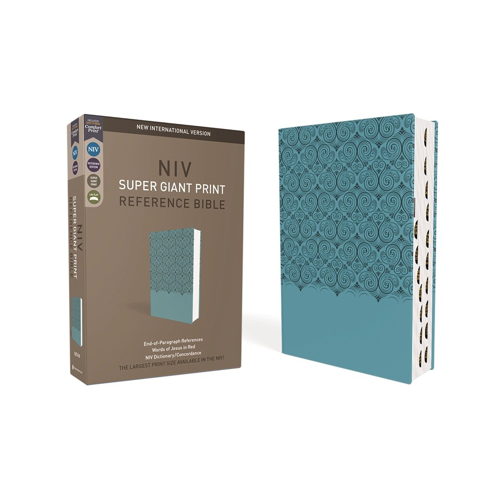 Niv, Super Giant Print Reference Bible, Leathersoft, Teal, Red Letter, Thumb Indexed, Comfort Print - Large Print by Zondervan (Leather Bound)