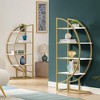 KTMBDW Round Bookshelf Storage Display Shelf Organizer, 4 Tiers L Shaped Corner Bookcase Shelving Unit for Home Office, Living Room, Gold - 3 of 4