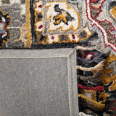 Gray and Charcoal Hand-Tufted Wool Area Rug with Tassels