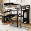 Okak Full Size Loft Bed with Wardrobe & L-Shaped Desk,Heavy Duty Metal Bunk Beds with Storage Shelves,Modern Loft Beds for Teens & Adults - 3 of 4
