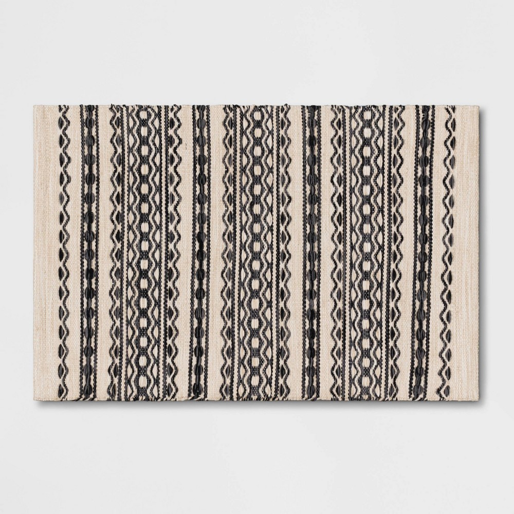 2'x3' Norwalk Washable Striped Rug Black/Tan - Threshold™