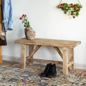 Vintiquewise Wooden Bench Farmhouse Entryway Organizer Retro Rustic Accent Seat Armless Design Stylish & Practical Décor for Indoor Space - 1 of 4