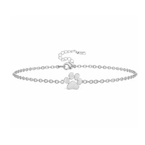 Hollywood Sensation Gold-Plated Paw Print Bracelet for Pet Lovers 7 Inches Silver - 1 of 4