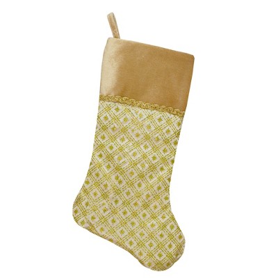 Northlight 20.5" Gold and Brown Glitter Star Print Christmas Stocking