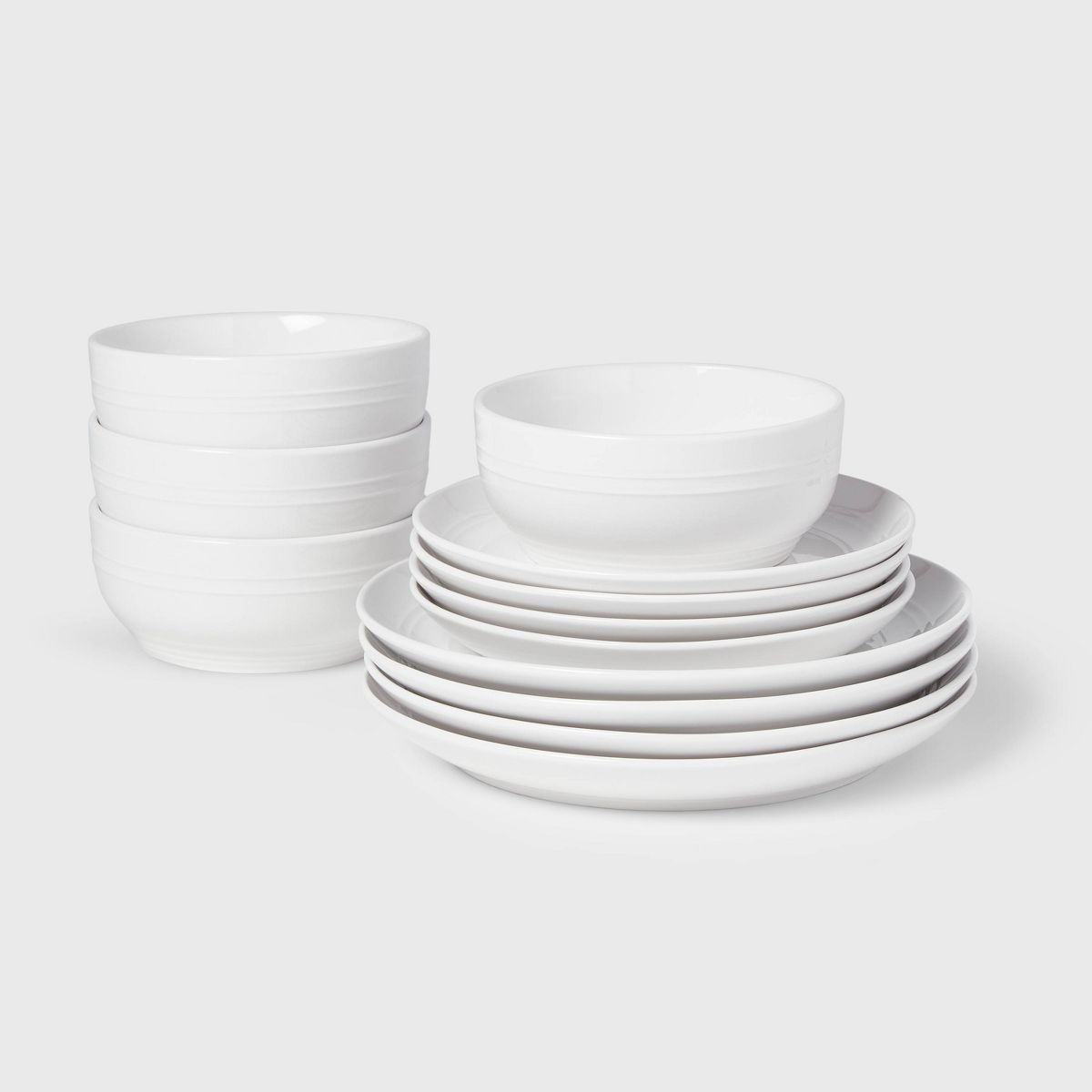 12pc Stoneware Westfield Dinnerware Set White