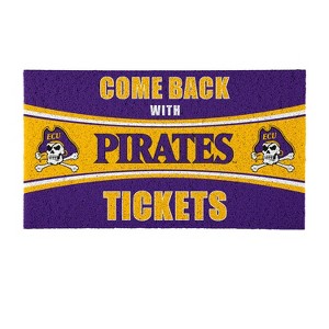 Evergreen Come Back with Tickets East Carolina University 28" x 16" Woven PVC Indoor Outdoor Doormat - 1 of 4