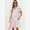 Amaryllis Women’s Floral Collared Babydoll Dress Puff Short Sleeves Flowy Silhouette Pockets Lightweight - 2 of 4