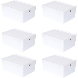 YBM Home White Plastic Storage Bin with Lid, Pack of 6 - 1 of 3