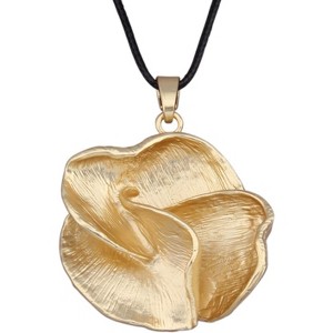 Leather and Wood Necklace Chunky Circle Pendant Boho Jewelry for Women - 1 of 4