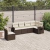 vidaXL 6 Piece Patio Sofa Set with Cushions Brown and Cream Poly Rattan - Without Table - 2 of 4
