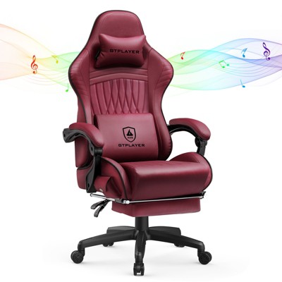 GTPLAYER Pro Gaming Chair with Footrest, Dual Bluetooth 5.1 Speakers PVC Leather Recliner