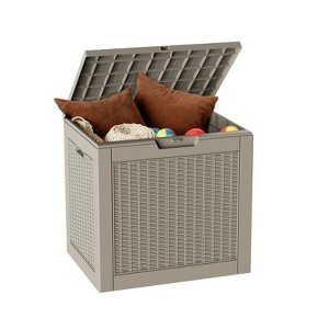 Mooxvmoo 30-Gallon Rattan Deck Box. Lockable, Waterproof&Uv-Resistant Outdoor Storage For Patio Furniture, Garden Tools, Cushions & More - 1 of 4