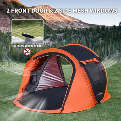 Vynxaria  Black AND Orange Pop Up Camping Tent for 2 Person