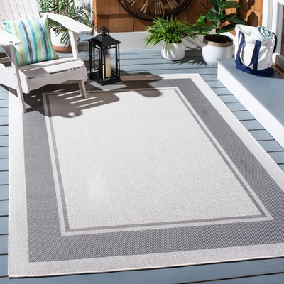 Ivory and Grey Rectangular Hand-knotted Synthetic Area Rug